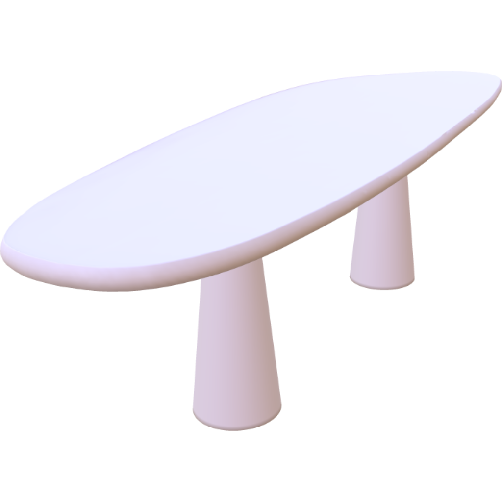 Japandi Eettafel met Walnootkleurige Geribbelde Poot en Betoncire Tafelblad