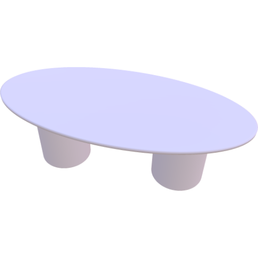 Japandi Eettafel met Walnootkleurige Geribbelde Poot en Betoncire Tafelblad
