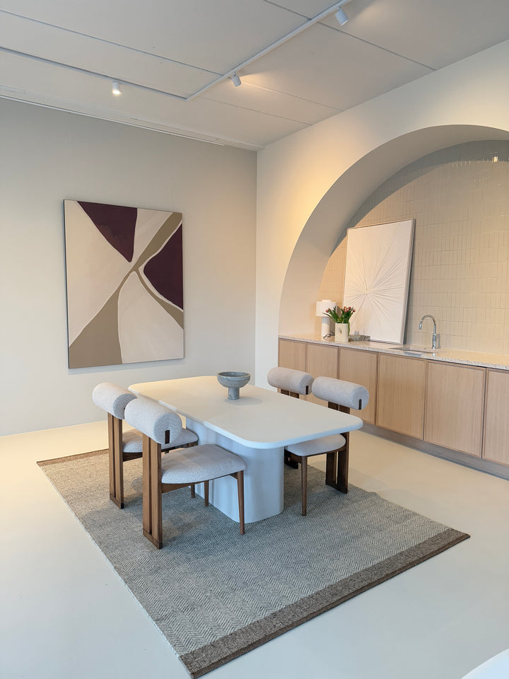 Mokani Minimalistische Beton Ciré Tafel met Zachte Ronde Hoeken