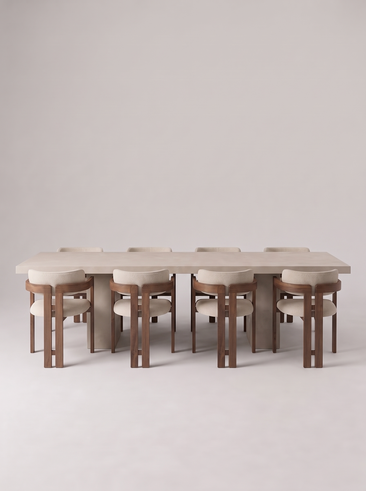 Blok eettafel met stoelen