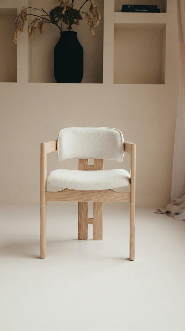 Mokani Japandi Eetkamerstoel – Tijdloos Scandinavisch Design met Walnoot hout kleur